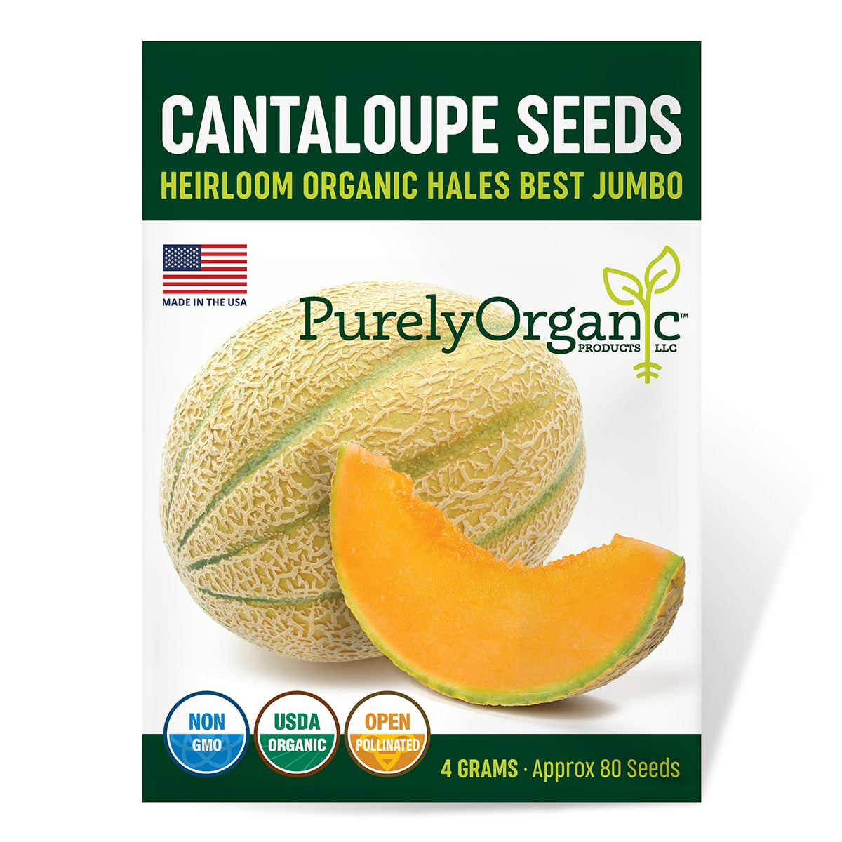 Purely Organic Hales Best Jumbo Cantaloupe Seeds USDA Organic, NonG