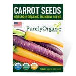 Purely Organic Rainbow Blend Carrot Seeds - USDA Organic, Non-GMO, Open Pollinated, Heirloom, USA Origin, Vegetable Seeds