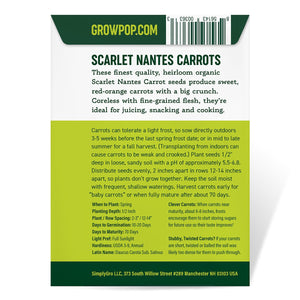 Purely Organic Scarlet Nantes Carrot Seeds - USDA Organic, Non-GMO, Open Pollinated, Heirloom, USA Origin, Vegetable Seeds