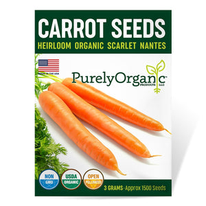 Purely Organic Scarlet Nantes Carrot Seeds - USDA Organic, Non-GMO, Open Pollinated, Heirloom, USA Origin, Vegetable Seeds