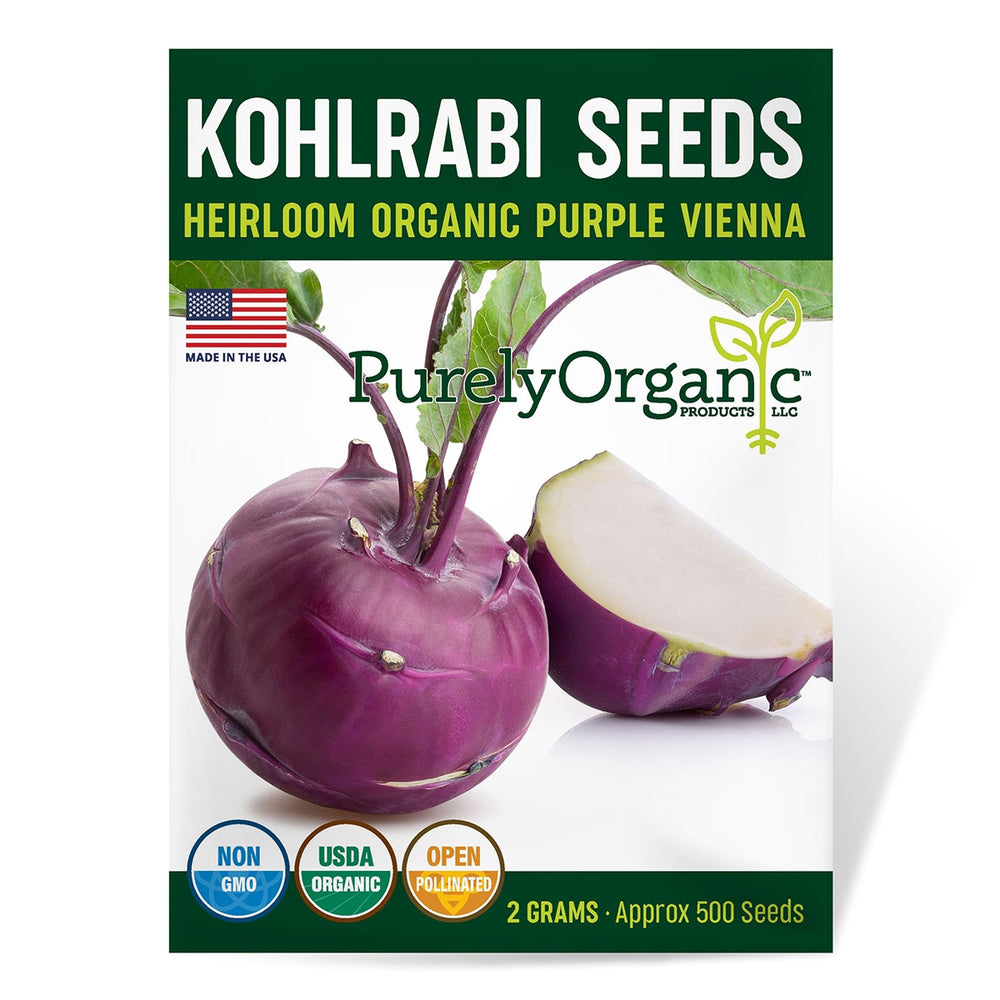 Purely Organic Purple Vienna Kohlrabi Seeds - USDA Organic, Non-GMO, Open Pollinated, Heirloom, Vegetable Seeds