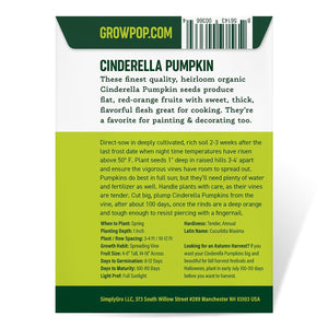 Purely Organic Cinderella Pumpkin Seeds - USDA Organic, Non-GMO, Open Pollinated, Heirloom, USA Origin, Vegetable Seeds