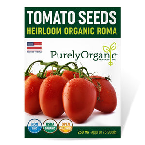 Purely Organic Roma Tomato Seeds - USDA Organic, Non-GMO, Open Pollinated, Heirloom, USA Origin, Vegetable Seeds