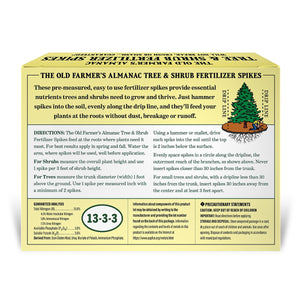 the old farmers almanac tree shrub fertilizer spikes product label back