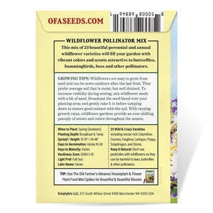 The Old Farmer's Almanac Premium Pollinator Mix Wildflower Seeds - Includes 23 Varieties