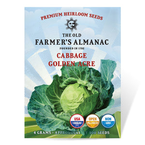 The Old Farmer's Almanac Heirloom Golden Acre Cabbage Seeds - Premium Non-GMO, Open Pollinated, USA Origin, Vegetable Seeds