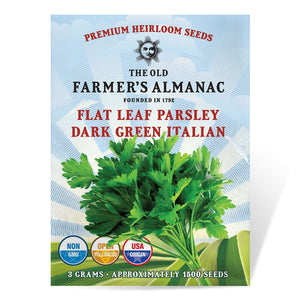 The Old Farmer's Almanac Heirloom Dark Green Italian Flat Leaf Parsley Seeds - Premium Non-GMO, Open Pollinated, USA Origin, Herb Seeds