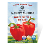 The Old Farmer's Almanac Heirloom Big Red Sweet Pepper Seeds - Premium Non-GMO, Open Pollinated, USA Origin, Vegetable Seeds