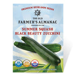 The Old Farmer's Almanac Heirloom Black Beauty Zucchini Summer Squash Seeds - Premium Non-GMO, Open Pollinated, USA Origin, Vegetable Seeds