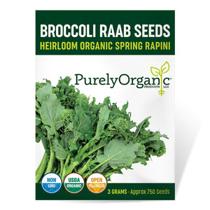 
                
                    Load image into Gallery viewer, Purely Organic Spring Rapini Broccoli Raab Seeds - USDA Organic, Non-GMO, Open Pollinated, Heirloom, USA Origin, Vegetable Seeds
                
            