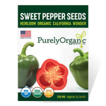 Purely Organic California Wonder Sweet Pepper Seeds - USDA Organic, Non-GMO, Open Pollinated, Heirloom, USA Origin, Vegetable Seeds