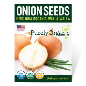 Purely Organic Walla Walla Onion Seeds - USDA Organic, Non-GMO, Open Pollinated, Heirloom, USA Origin, Vegetable Seeds