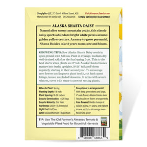 The Old Farmer's Almanac Shasta Alaska Daisy Seeds - Premium Non-GMO, Open Pollinated, Flower Seeds