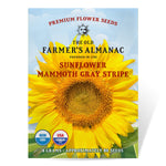 The Old Farmer's Almanac Mammoth Gray Strip Sunflower Seeds - Premium Non-GMO, Open Pollinated, USA Origin, Flower Seeds
