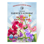 The Old Farmer's Almanac Knee High Mix Sweet Pea Seeds - Premium Non-GMO, Open Pollinated, USA Origin, Flower Seeds