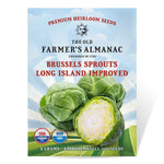 The Old Farmer's Almanac Heirloom Long Island Improved Brussels Sprouts Seeds - Premium Non-GMO, Open Pollinated, USA Origin, Vegetable Seeds