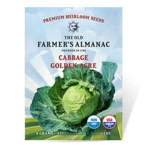 The Old Farmer's Almanac Heirloom Golden Acre Cabbage Seeds - Premium Non-GMO, Open Pollinated, USA Origin, Vegetable Seeds