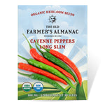 The Old Farmer's Almanac Organic Cayenne Pepper Seeds (Long Slim) - Approximately 30 Seeds