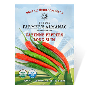 
                
                    Load image into Gallery viewer, The Old Farmer&amp;#39;s Almanac Organic Cayenne Pepper Seeds (Long Slim) - Approximately 30 Seeds
                
            