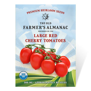 The Old Farmer's Almanac Heirloom Large Red Cherry Tomato Seeds - Premium Non-GMO, Open Pollinated, Vegetable Seeds